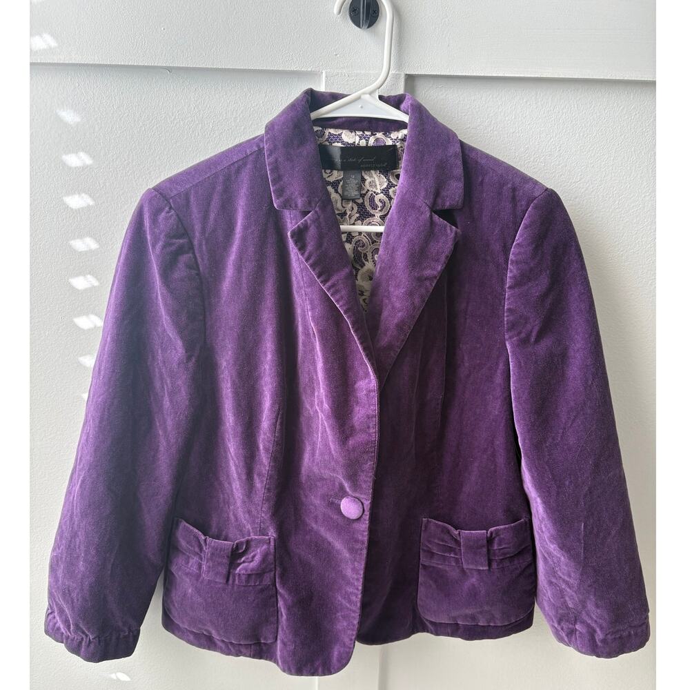 Apostrophe purple velvet type blazer size 10 Cotton/Rayon Prince
